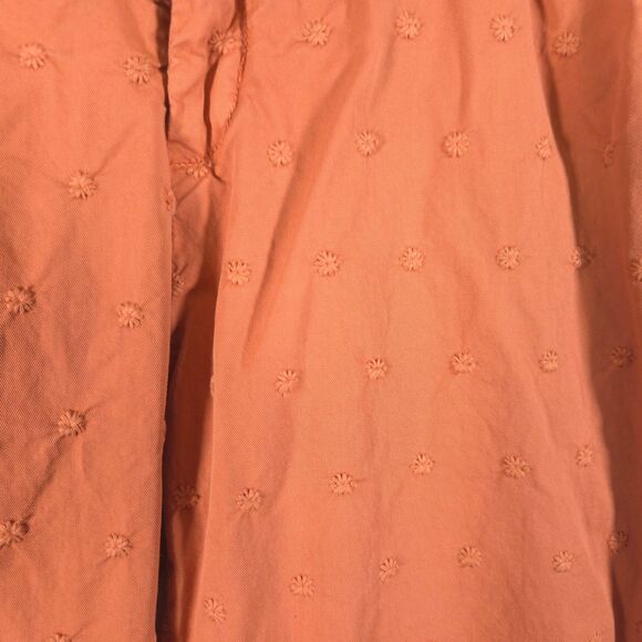 Sundance Womens 12P 33x27.5 Petite Orange Floral Embroidered Chino Khaki Pants - Picture 2 of 7